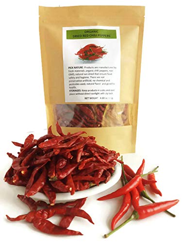 SaveALL organic dried red hot thai jinda birds eye chili pepper pods resealable bag good taste for professional good for chicken coconut soup tom yum goong massaman curry chicken and more 4.6 ounces