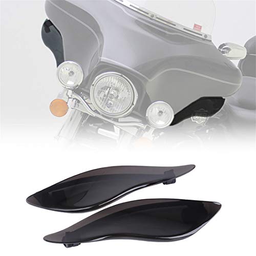 KIWI MASTER New 2 Pcs Adjustable Air Deflectors Side Wings Windshield Fairing Side Cover Shield Compatible for 2014-2020 Harley Davidson Touring Electra/Street/Tri Glide CVO,Dark Smoke Finish