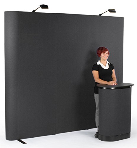 Pop Up Display, Straight 8ft Wall - Black Hook & Loop Receptive Fabric w/End Caps