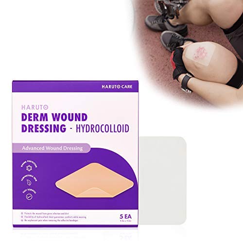 HARUTO Care Derm Wound Dressing Hydrocolloid 5 EA, Waterproof Adhesive Pad Bandages, Fast Healing Comfortable for First aid and Wound Care