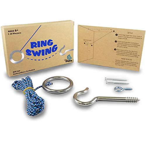 GETMOVIN SPORTS Hook and Ring Swing DIY Kit Stainless Steel Hardware and Nylon String Ring Toss Game Indoor – Outdoor for Endless Hours of Fun!