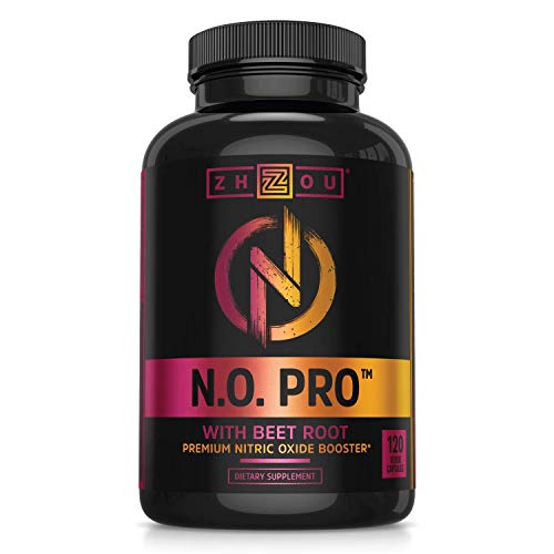 Zhou Nutrition Nitric Oxide Supplement with L Arginine, Citrulline Malate, AAKG and Beet Root - Powerful N.O. Booster and Muscle Builder for Strength, Blood Flow and Endurance - 120 Veggie Capsules.