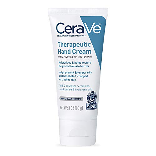 CeraVe Therapeutic Hand Cream for Dry Cracked Hands | 3 Ounce | With Hyaluronic Acid and Niacinamide | Fragrance Free