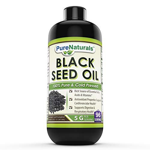 Pure Naturals Black Seed Oil Natural Dietary Supplement - Cold Pressed Black Cumin Seed Oil from 100% Genuine Nigella Sativa - 16 oz Bottle