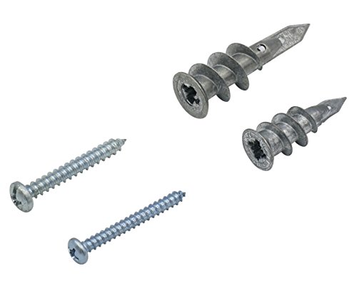 Self Drilling Drywall/Hollow-Wall Anchor Kit with Screws, 100 Pieces All Together, Kit Includes 2 Different Sizes, Large and Small Anchors (Zinc)