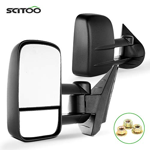 SCITOO Towing Mirrors for Chevy for GMC Exterior Accessories Mirrors 2008-2013 Silverado Sierra 1500 2500HD 3500 (Fit 07 New Body Style) Convex Glass Manual Controlling Telescoping Folding