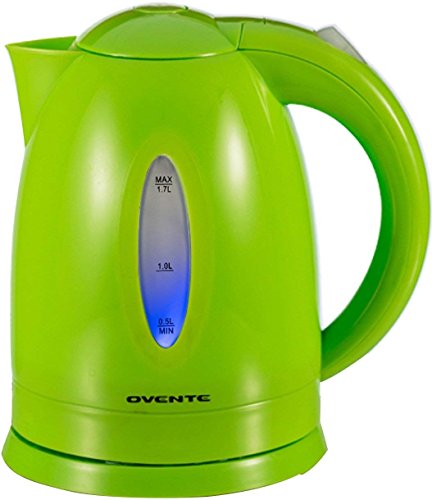 Ovente Electric Hot Water Kettle 1.7 Liter with LED Light, 1100 Watt BPA-Free Portable Tea Maker Fast Heating Element with Auto Shut-Off and Boil Dry Protection, Brew Coffee & Beverage, Green KP72G