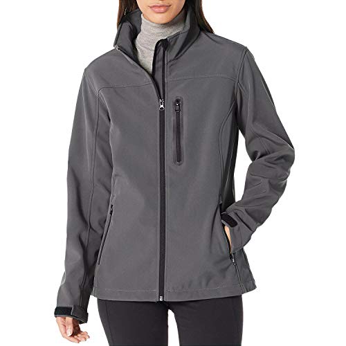 7GOALS Softshell Jacket Women Outdoor Waterproof Fleece Lined Coat Winter Windbreaker,Grey,XL(Chest: 44.9')