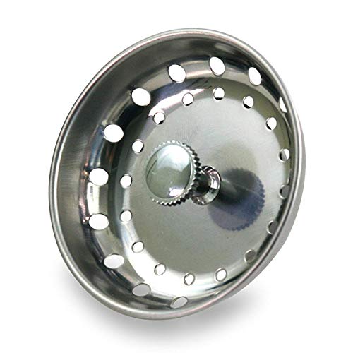 Highcraft 97333 Kitchen Sink Basket Strainer Replacement for Standard Drains (3-1/2 Inch) Chrome Plated Stainless Steel Body With Rubber Stopper, 3.25'