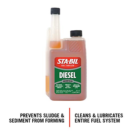 STA-BIL (22254) Diesel Fuel Stabilizer And Performance Improver - Keeps Diesel Fuel Fresh For Up To 12 Months - Lubricates And Cleans The Fuel System - Treats 320 Gallons, 32 fl. oz.