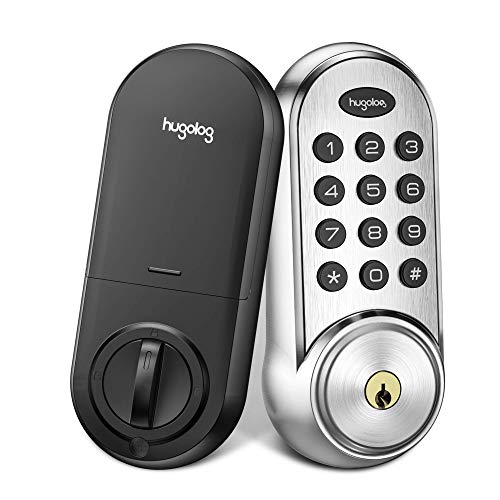 Hugolog Deadbolt Lock Electronic,Keypad Keyless Entry Door Lock Motorized Auto-Locking, Easy to Install High Security Material for Metal Home & Office