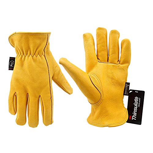 KIM YUAN Winter Warm Work Gloves 3M Thinsulate Lining Perfect for Gardening/Cutting/Construction/Motorcycle, Men & Women L