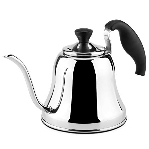 Chefbar Tea Kettle for Stove Top Premium Gooseneck Kettle, Small Pour Over Coffee Kettle, Goose Neck Tea Pot Stovetop Teapot, Drip Hot Water Heater for Camping, Home & Kitchen, Stainless Steel, Silver