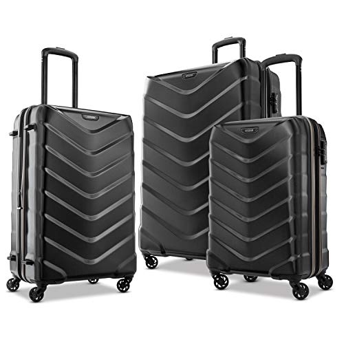 American Tourister Arrow Expandable Hardside Luggage, Black, 3-Piece Set (21/24/28)