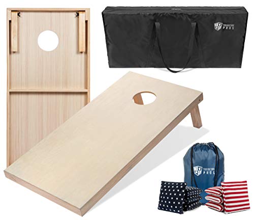 Tailgating Pros Cornhole Boards - 4'x2' & 3'x2' Cornhole Game w/Carrying Case & Set of 8 Corn Hole Bags - 150+ Color Combos! Optional LED Lights