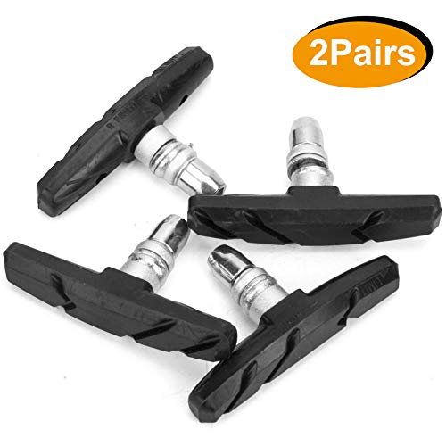 GPMTER 2 Pairs Bike Brakes Pads Set, 70mm for Cruiser MTB Mountain Bicycle Universal V-Brake Blocks with Hex Nut and Shims, No Noise No Skid …