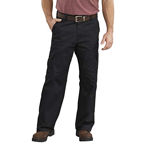 Dickies Men's Loose-Fit Cargo Work Pant, Black, 34W x 30L