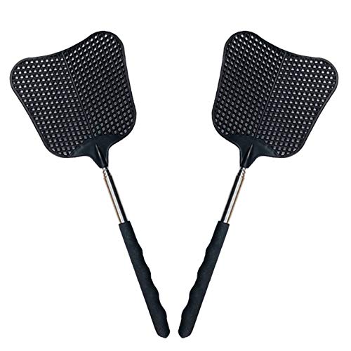 Foxany Telescopic Fly Swatters, Durable Plastic Fly Swatter Heavy Duty Set, Telescopic Flyswatter with Stainless Steel Handle for Indoor/Outdoor/Classroom/Office (2 Pack)