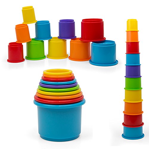 KIDSTHRILL Baby Stacking Cups Toy - Stackable 10 pc Rainbow Nesting Block Set