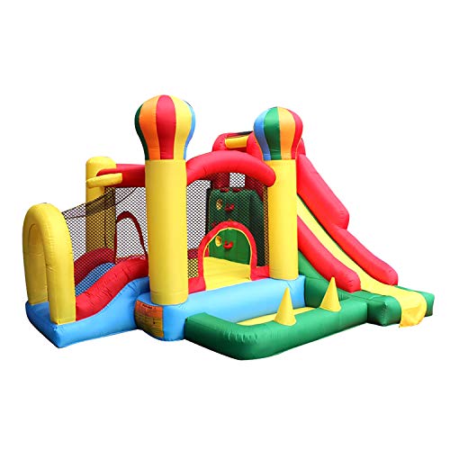 BESTPARTY Inflatable Bouncers Slide Jumping Climbing Balloon 6 in 1 Playhouse with Blower