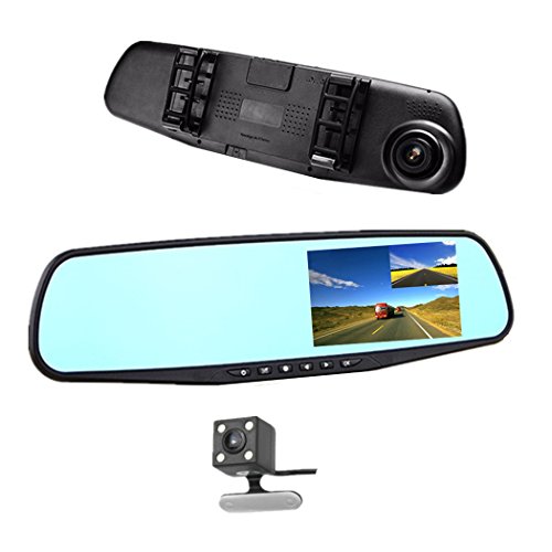 Car DVR Rear view Mirror Video Recroder 4.3' inch Car Camera Dual lens Cam night