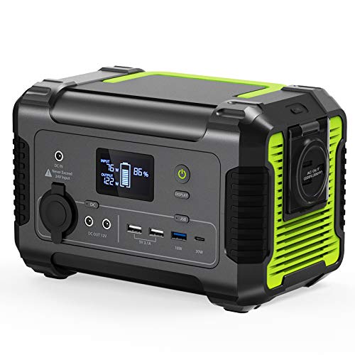 [2020 New Updated] Portable Power Station 200, 230Wh/62400mAh Camping Solar Generator Emergency Backup Battery, 110V/ 200W (300W Peak) AC Outlet, QC 3.0 USB,Type-C PD Port, 12V DC for Outdoor Camping