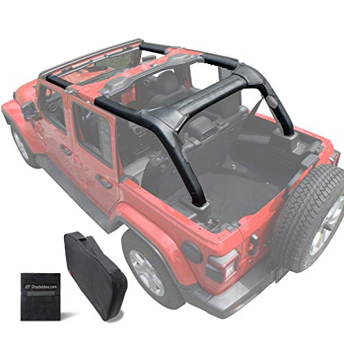 Shadeidea Roll Bar Padding for Jeep Wrangler JL Unlimited (2018-Current) 4 Door -Black Vinyl Foam Laminated Pad Cover Kit Protection JLU Sahara Rubicon with Grab Bag-3 Years Warranty