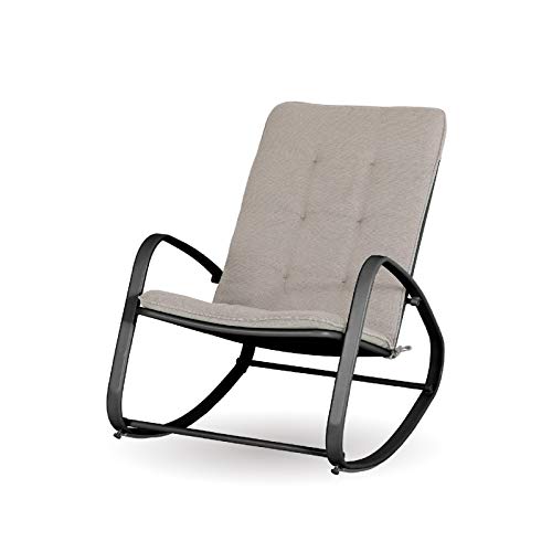 Sophia and William Outdoor Patio Rocking Chair Padded Steel Rocker Chairs Support 300lbs, Black