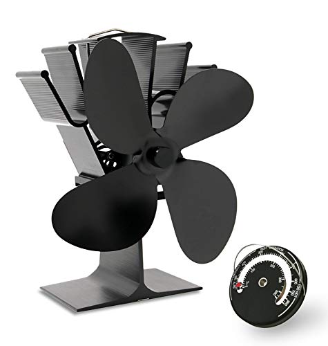 AcornSolution 4-Blade Heat Powered Stove Fan for Wood/Log Burner/Fireplace Increases (Black, 4 Blade)