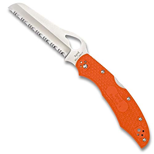 Spyderco Byrd Cara Cara 2 Rescue Lightweight Folding Knife with 3.88' Stainless Steel Sheepfoot Blade and High Performance Orange FRN Handle - SpyderEdge - BY17SOR2