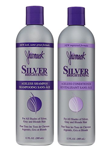 Jhirmack Silver Brightening Ageless Purple Shampoo Set of 2 developed for all shades of silver, gray, and blonde hair and enhance highlights - 1 Shampoo + 1 Conditioner