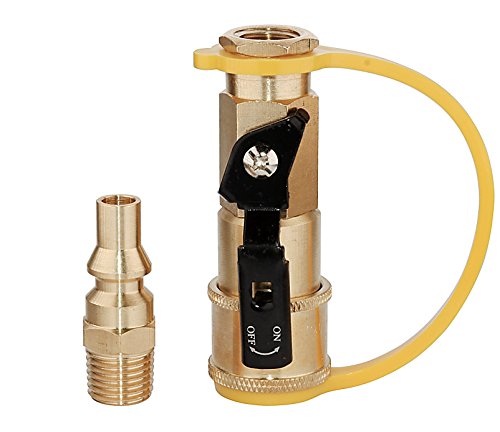DOZYANT 1/4' RV Propane Quick Connect Adapter for Propane Hose, Propane or Natural Gas 1/4' Quick Connect or Disconnect Kit - Shutoff Valve & Full Flow Plug - 100% Solid Brass