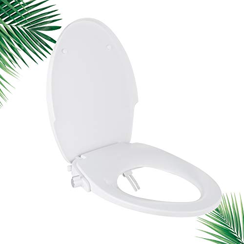 Dalmo Bidet Seat, DBTS05BJ Non-Electric Bidet Seat with Dual Nozzles, Elongated Advanced Bidet Toilet Seat, Soft Quiet Close, Adjustable Sprayers, Rear & Feminine Washing, Easy Quick Installation