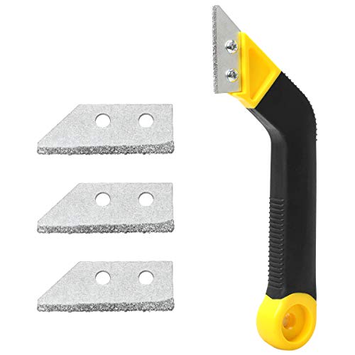Coitak Tile Grout Saw Angled Grout Saw with 3 Pieces Extra Blades Replacement for Tile Cleaning