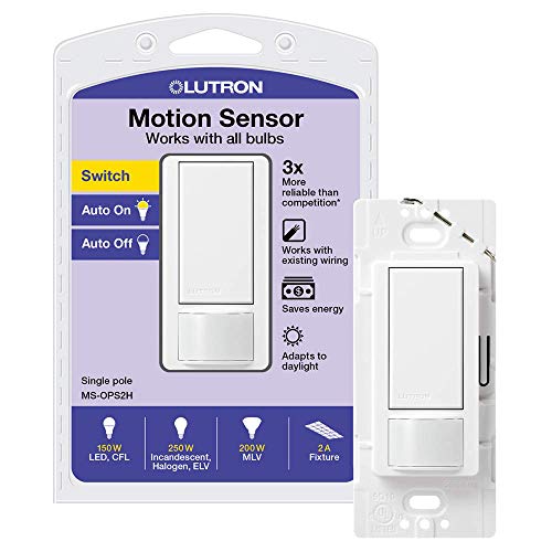 Lutron Maestro Motion Sensor Switch, No Neutral Required, 250 Watts, Single-Pole, MS-OPS2-WH, White