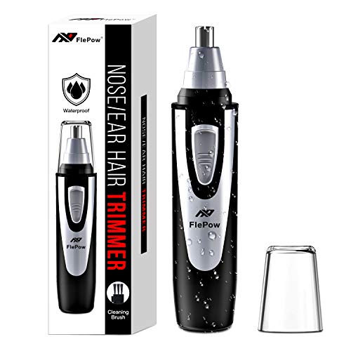 Ear and Nose Hair Trimmer Clipper - 2019 Professional Painless Eyebrow and Facial Hair Trimmer for Men and Women, Battery-Operated, IPX7 Waterproof Dual Edge Blades for Easy Cleansing(Black)