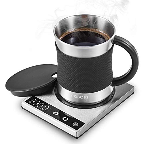 Cosori Coffee Mug Warmer & Mug Set Premium 24Watt Stainless Steel, Best Gift Idea, Office/Home Use Electric Cup BeveragePlate,Water,Cocoa,Milk
