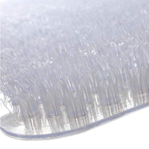 HiSpirit Foot Scrubber Non-Slip Machine Washable PVC Suction Rectangle Bath Mats for Tub Shower (25 x 14 inch, Clear)