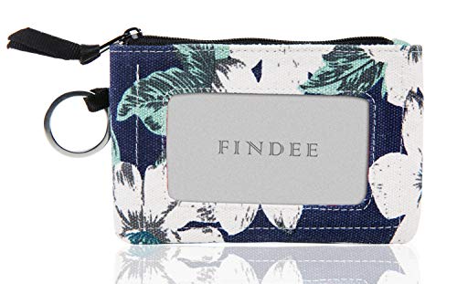 Iconic Zip ID Case Wallet/Coin Purse with Id Window - Signature Cotton (Blue flower Pattern)