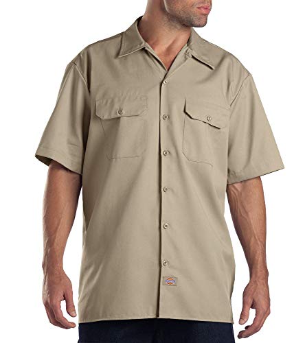 Dickies Men's Big and Tall Short Sleeve Work Shirt, Khaki, 2X Large