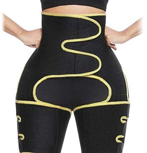 Mansalee Body 3-in-1 Waist and Thigh Trimmer for Women Weight Loss Butt Lifter Waist Trainer Slimming Support Belt Hip Raise Shapewear Thigh Trimmers (Yellow, L/XL)