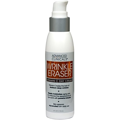Advanced Clinicals Wrinkle Eraser Vitamin C Cream. Day Cream with Hyaluronic Acid face moisturizer targeting sun spots, uneven skin tone, fine lines, and wrinkles 4 fl. oz.