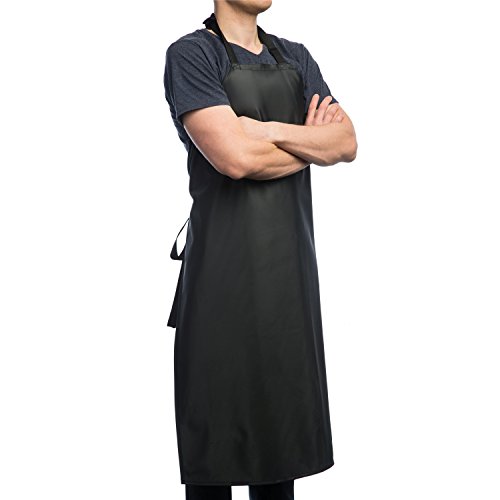 Aulett Home Waterproof Rubber Vinyl Apron - 40' Heavy Duty Model - Best for Staying Dry When Dishwashing, Lab Work, Butcher, Dog Grooming, Cleaning Fish - Industrial Chemical Resistant Plastic