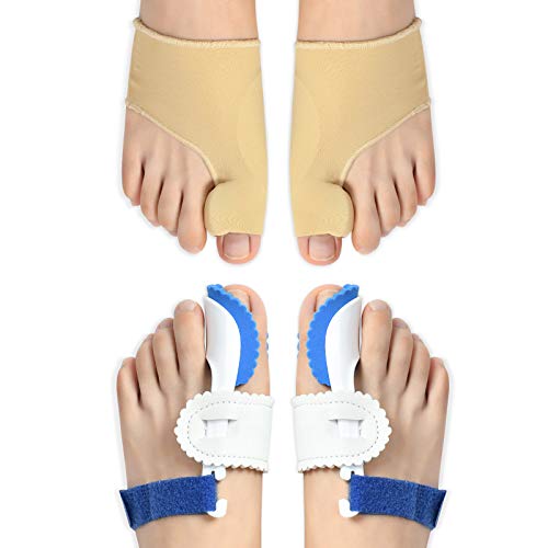 MudunHealth Bunion Corrector Bunion Splint Bunion Protective Relief Sleeves for Hallux Ualgus, Big Toe Joint, Hammer Toe, Toe Separators Bunion Pads Socks Pads for Men/Women, 2 Pairs for Day & Night