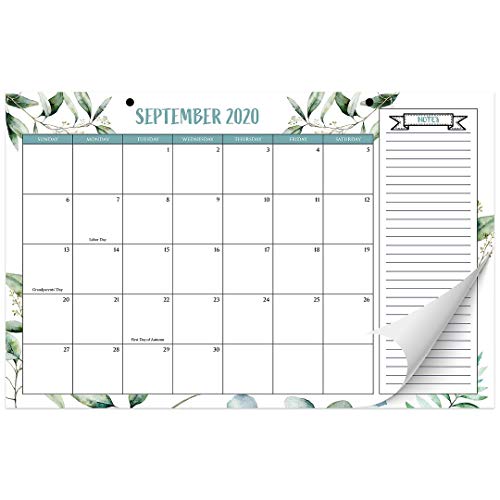 Aesthetic Greenery Desk Calendar 17' x 11' - The Perfect Monthly Desktop/Wall Calendar with Note Section for Easy Planning - incl. Year 2021 Calendar