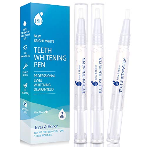 Teeth Whitening Pen - Removes Years of Stains Caused by Coffee, Wine, Smoking, Travel-Friendly - 3 Pens