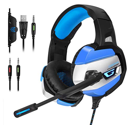 ONIKUMA Gaming Headset - Gaming Headphone for PS4, Xbox One, PC, Stereo USB Headset with Noise Cancelling Mic and LED Light, Over Ear Headphones for Mac and Nintendo Switch Games