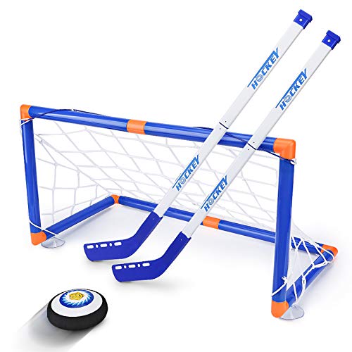 Kids Toys - LED Hockey Hover Set 2 Goals Mini Screwdriver - Air Power Training Ball Playing Hockey Game - Hockey Toys 3 4 5 6 7 8 9 10 11 12 Year Old Boys Girls Best Gift