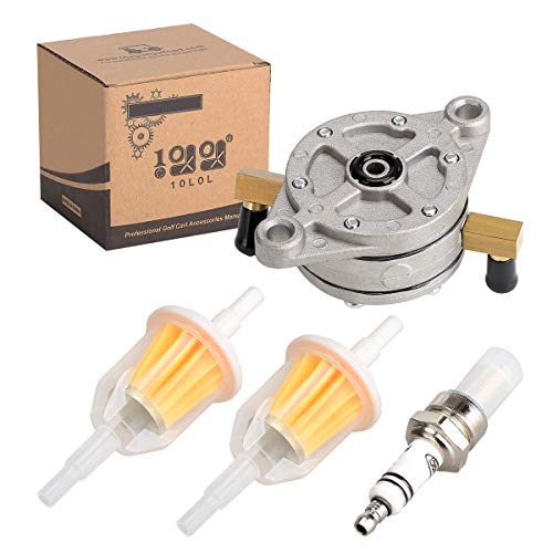 10L0L Fuel Pump for EZGO (1989-1990.5) 2 Cycle Engines and EZGO Marathon (1982-1988) Golf Carts,OEM#24233G1,with Free Spark Plug and Fuel Filters