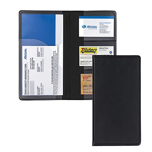 Samsill Car Registration Holder - Vehicle Glovebox Organizer Wallet for Insurance Documents, Key Contact Information Cards, and More, Black